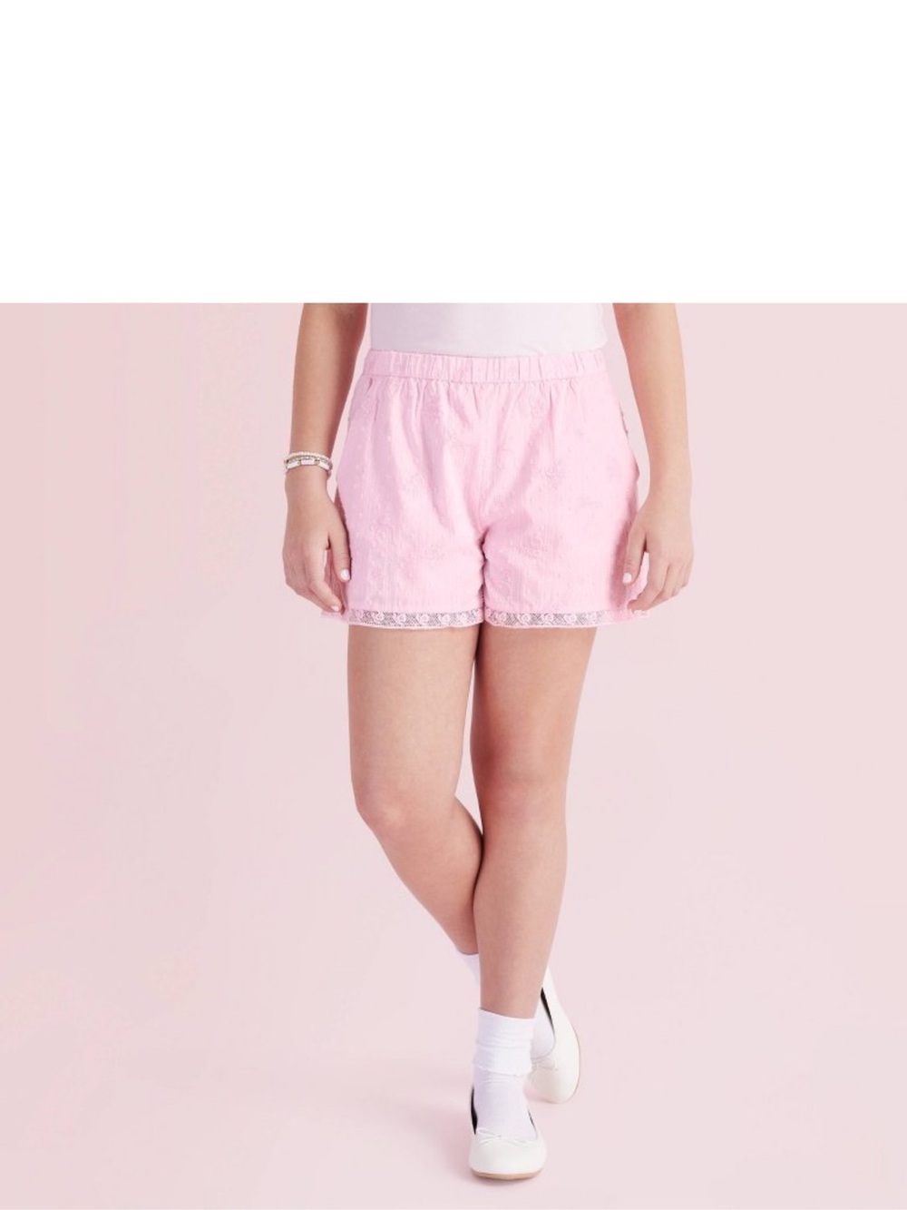 Willa Alouette Rose Embroidery Lace-Trim Shorts from LoveShackFancy x Target